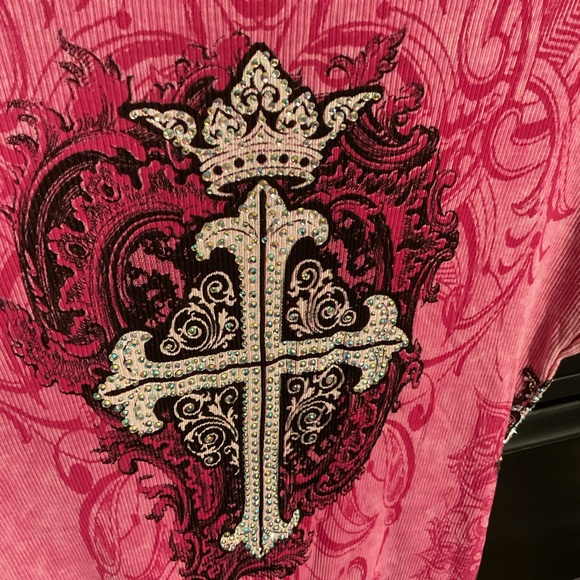 VOCAL Pink Graphic Embellished Fitted T-Shirt - Picture 5 of 5